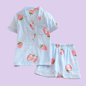 Ichigo Strawberry Summer Pyjamas - The Linea Home - Kawaii Homeware - Bubble Gum
