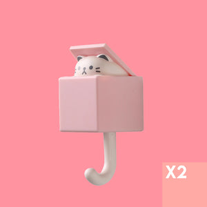 Peek A Boo Tidy Hooks - Set of 2 - The Linea Home - Kawaii Homeware - Sakura Cat