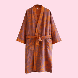 Aki Cotton Kimono Robes - www.thelineahome.nl - Kawaii Apparel - All Designs - Dressing Gown - Sleepwear - Fire Earth