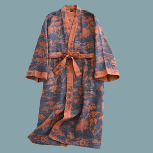 Aki Cotton Kimono Robes - www.thelineahome.nl - Kawaii Apparel - All Designs - Dressing Gown - Sleepwear - Cornflower Blue