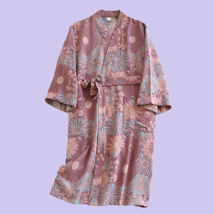 Aki Cotton Kimono Robes - www.thelineahome.nl - Kawaii Apparel - All Designs - Dressing Gown - Sleepwear - Muted Pink