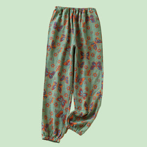 Aki Cotton Pyjamas Pant - www.thelineahome.nl - Matcha Butterflu