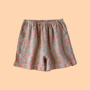 Aki Cotton Pyjamas Shorts - www.thelineahome.nl - Kawaii Home Apparel - Green Botanics