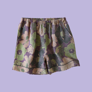 Aki Cotton Pyjamas Shorts - www.thelineahome.nl - Kawaii Home Apparel - Violet Poppy