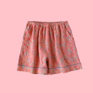 Aki Cotton Pyjamas Shorts - www.thelineahome.nl - Kawaii Home Apparel - Fiery Botanics