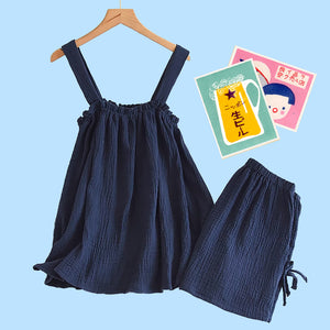 Sweet Lolita Pyjamas Set - The Linea Home - Kawaii Home Apparel - Navy Blue