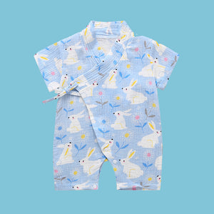Baby Kimono Romper - The Linea Home - Kawaii Baby Clothes - Gift for New Born and Young babies - Moon Rabbit