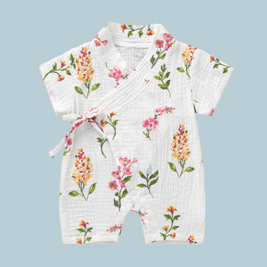 Baby Kimono Romper - The Linea Home - Kawaii Baby Clothes - Gift for New Born and Young babies - Botanic Garden