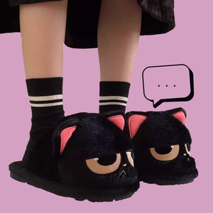 Bombastic Side Eye Kitty Slippers - www.thelineahome.nl - Black Cat