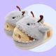 Bumble Shark Fluffy Slippers - fluffy 3D slippers with a yellow bumble bee wearing a cute shark onesie and the antennae are sticking out of their heads - Slippers are lined in a soft fluffy plush and it has a bumble bee sides on the back to keep your heel warm too. 