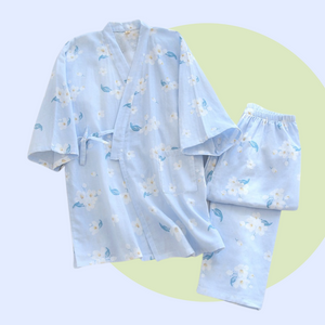 Candy Floral Kimono Pyjamas - www.thelineahome - Sky Blue