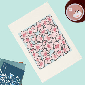 Cherry Blossom Furoshiki - www.thelineahome.nl - 100% cotton wrap - Kawaii Homeware - Sky Blue