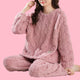 Coral Fleece Cable Knit Pyjamas - The Linea Home - Kawaii Apparel - SAKURA PINK