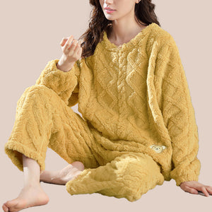 Coral Fleece Cable Knit Pyjamas