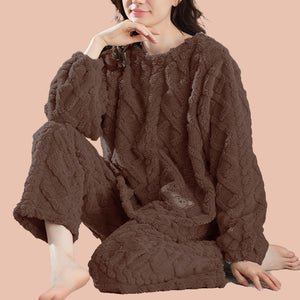 Coral Fleece Cable Knit Pyjamas