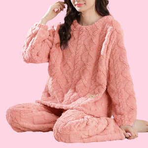 Coral Fleece Cable Knit Pyjamas