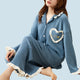 Cuddly Bear Textured Cotton Pyjamas - www.thelienahome.nl - Stoney Blue