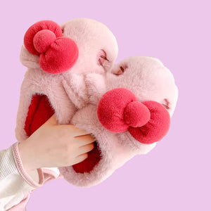 Cute Bow Kitty Slippers  - www.thelineahome.nl - Kawaii Hoemware