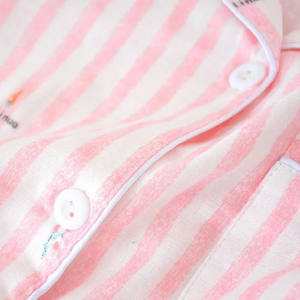 Fairtale Cotton Pyjamas Set (3PCs) - a pink pastel pyjamas top, with a classic pyjamas collar detail. Soft fabric made of cotton. 