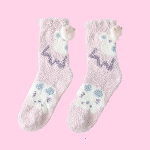 Fluffy Bear Fleecy Socks - www.thelineahome.nl - Sakura Pink