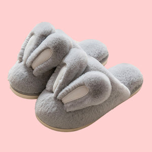 Fluffy Ears Slippers - The Linea Home - Kawaii Homeware - Warm Grey