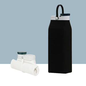Colour Pop Foldable Water Bottle - The Linea Home - Kawaii Homeware - Silicone Water Bottles - Midnight Black 
