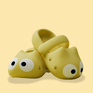 Goo Goo Eyes Marshmallow Slippers - www.thelineahome.nl - Kawaii Homeware - Mustard Yellow