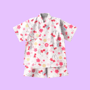 Mini Me ~ Kingyo Kimono Pyjamas - www.thelineahome.nl - Cotton White