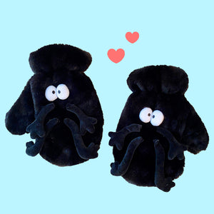 Hold My Hand Fluffy Gloves - The Linea Home - Kawaii Accessories  - Black