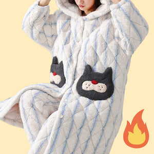 Meowy Fluffy Robe and Pant Set