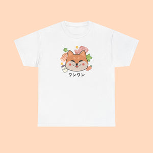 Kawaii Shiba Cotton T-Shirt - The Linea Home - Kawaii Fashion - Cotton White