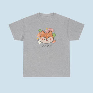 Kawaii Shiba Cotton T-Shirt - The Linea Home - Kawaii Fashion - Mid Grey