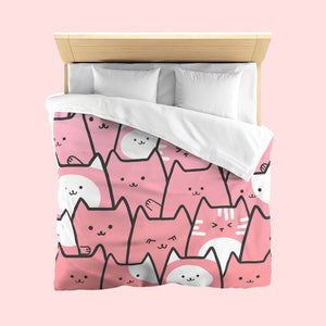 Karafuru Kitty Cat Bedding Set - www.thelineahome.nl - Kawaii Homeware - Duvet Set - Raspberry Dream