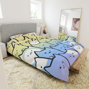 Karafuru Kitty Cat Bedding Set - www.thelineahome.nl - Kawaii Homeware - Duvet Set - Rainbow Galaxy