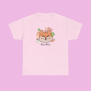 Kawaii Shiba Cotton T-Shirt - The Linea Home - Kawaii Fashion - Sakura Pink