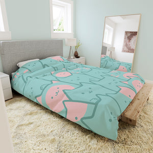 Karafuru Kitty Cat Bedding Set - www.thelineahome.nl - Kawaii Homeware - Duvet Set - Watermelon