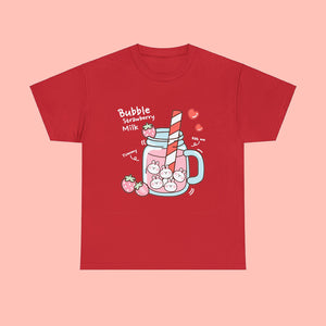 Kawaii Boba Bunny T-Shirt - www.thelineahome.nl - Cotton T Shirt - Kawaii Fashion - Chilli Red
