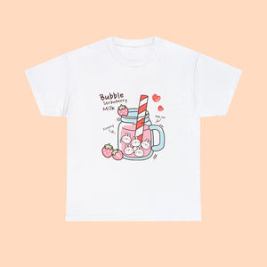 Kawaii Boba Bunny T-Shirt - www.thelineahome.nl - Cotton T Shirt - Kawaii Fashion - Cotton White