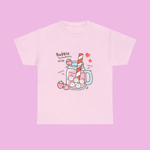 Kawaii Boba Bunny T-Shirt - www.thelineahome.nl - Cotton T Shirt - Kawaii Fashion - Sakura Pink