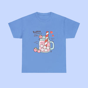 Kawaii Boba Bunny T-Shirt - www.thelineahome.nl - Cotton T Shirt - Kawaii Fashion - Sky Blue