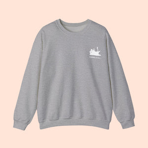 Hiro Cat Crewneck Sweater - www.thelineahome.nl - Kawaii Homeware - Med Grey