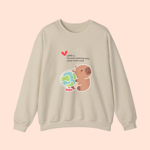 Love is ~ Globe Crewneck Sweater - www.thelineahome.nl - Kawaii Homeware - Cream Caramel