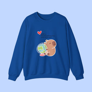 Love is ~ Globe Crewneck Sweater - www.thelineahome.nl - Kawaii Homeware - Nippon Blue