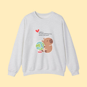 Love is ~ Globe Crewneck Sweater - www.thelineahome.nl - Kawaii Homeware - Powder Grey