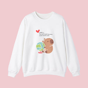 Love is ~ Globe Crewneck Sweater - www.thelineahome.nl - Kawaii Homeware - Cotton White