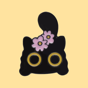 Midnight Cat Enamel Pins - The Linea Home - Kawaii Accessories - Daisy Cat