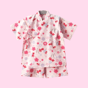 Mini Me ~ Kingyo Kimono Pyjamas - www.thelineahome.nl - Sakura Pink