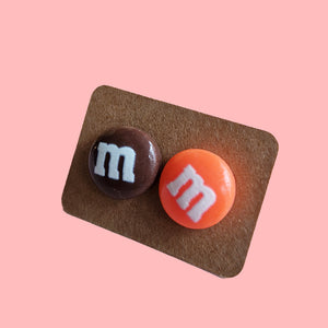 M&M Earrings - The Linea Home - Kawaii Accessories - Chocolate Orange