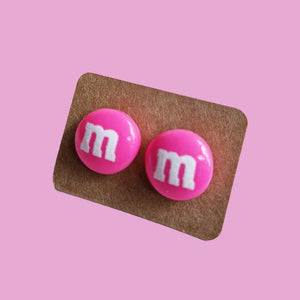 M&M Earrings - The Linea Home - Kawaii Accessories - Barbie Pink
