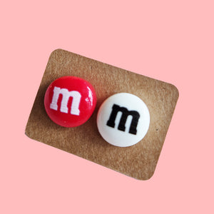 M&M Earrings - The Linea Home - Kawaii Accessories - Red and White